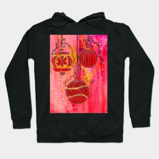 Zentangle Christmas Ornaments in Alcohol Ink Hoodie